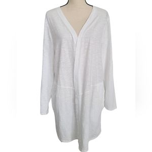 CHICOS Long Sleeve Open Front Lightweight White Cardigan- Size L